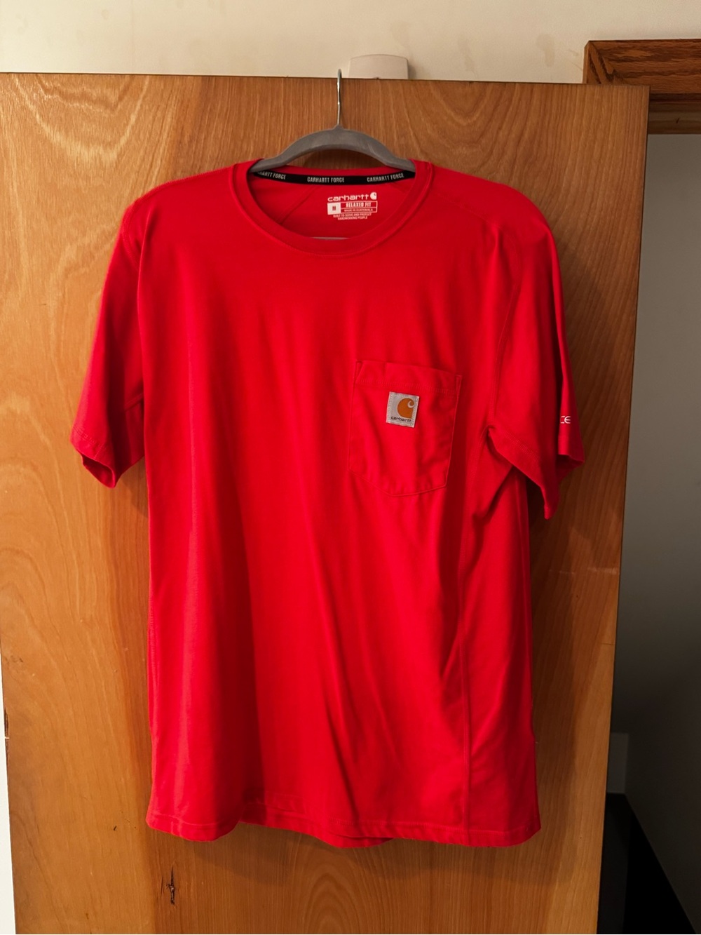 Carhartt Force Men's Red Short-Sleeve Pocket T-Shirt